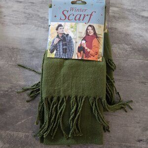 NEW Green Winter Scarf 100% Polyester 13in x 72 in Unisex All Ages